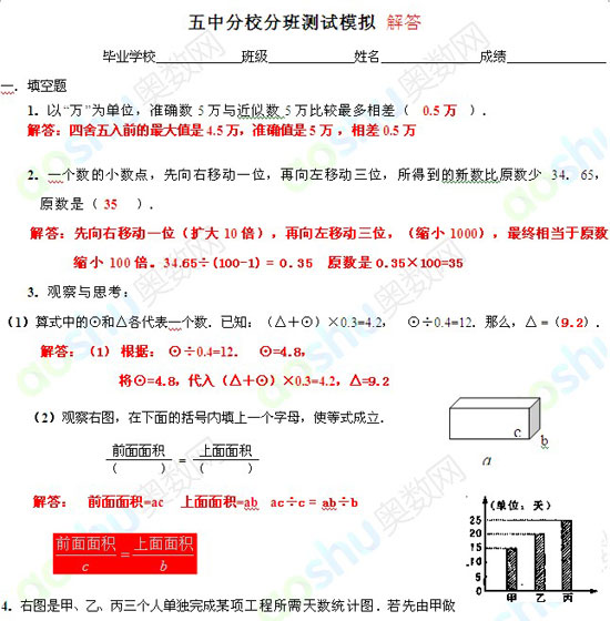 北京101中学新高一分班考试考高中知识的吗?