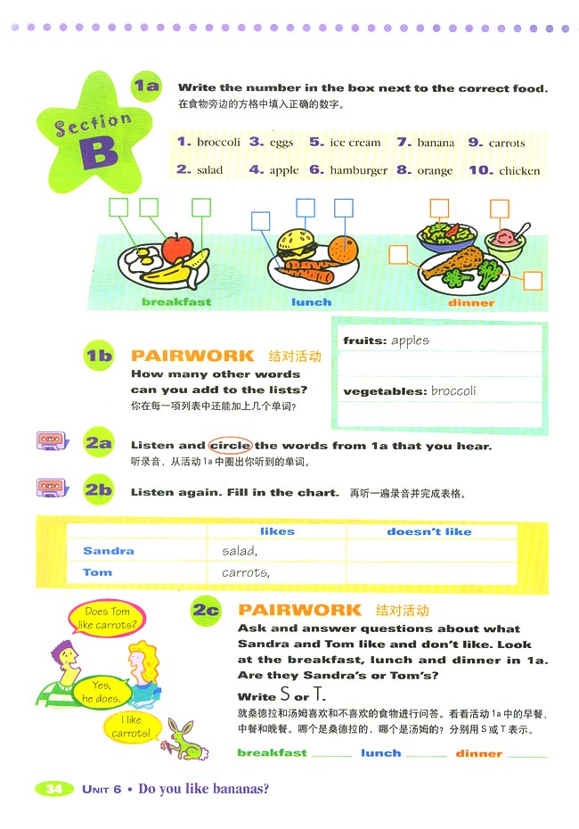 《Unit 6 Do you like bananas?》第34頁