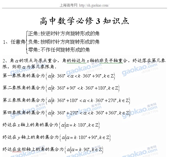 高一数学必修知识点(三)(附word下载版)