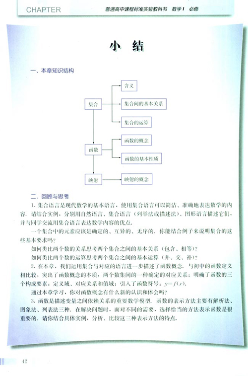 新课标实验教材高一数学上册第一章小结