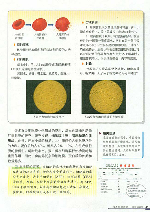 人教版生物上册电子书 3.1 细胞膜-系统的边界