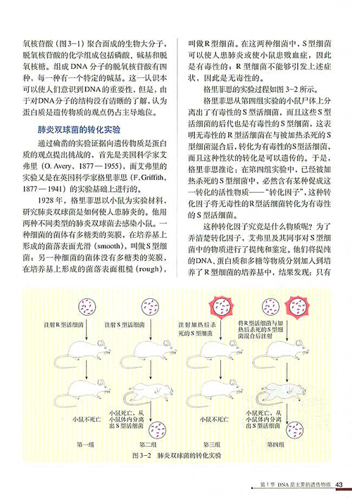 人教版生物必修二电子课本 3.1 dna是主要的遗传物质