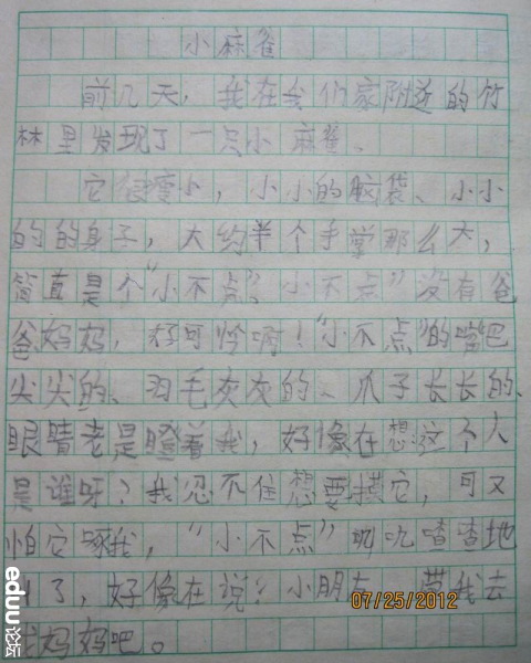 小麻雀找朋友的作文