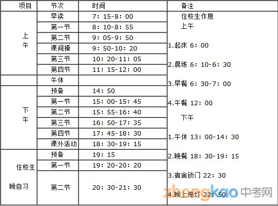 郑州夏季学生作息时间表