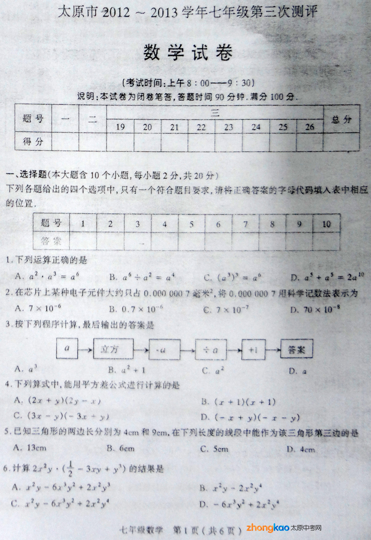 ̫ԭ2012-2013ѧ꼶βѧ