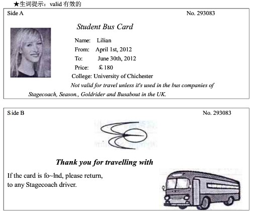 Student Bus Card  Name:  Lilian From:  April 1st, 2012