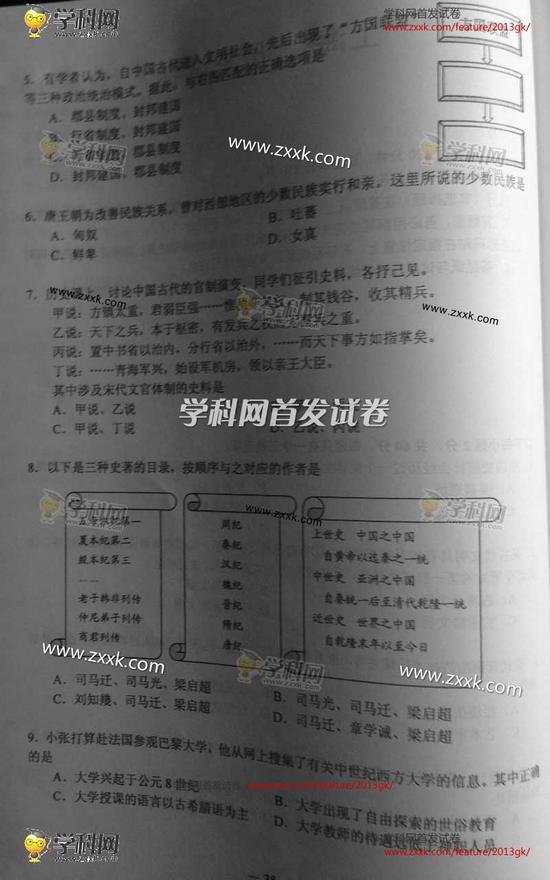 2013年上海高中会考试题历史