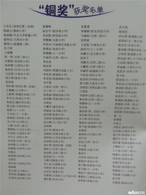 2014太原康大杯五年级铜奖获奖名单(2)_太原奥