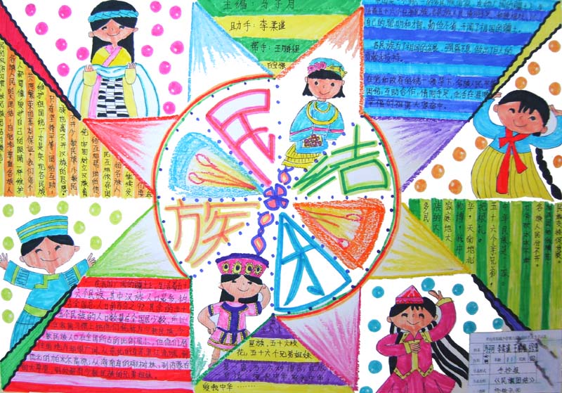 初中生,,,民族团结手抄报