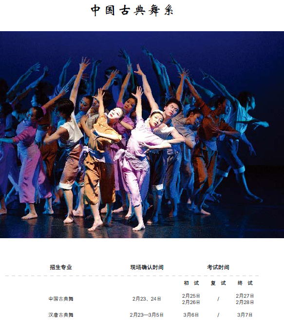 初试:(1)中国古典舞剧目表演(自备音乐图片