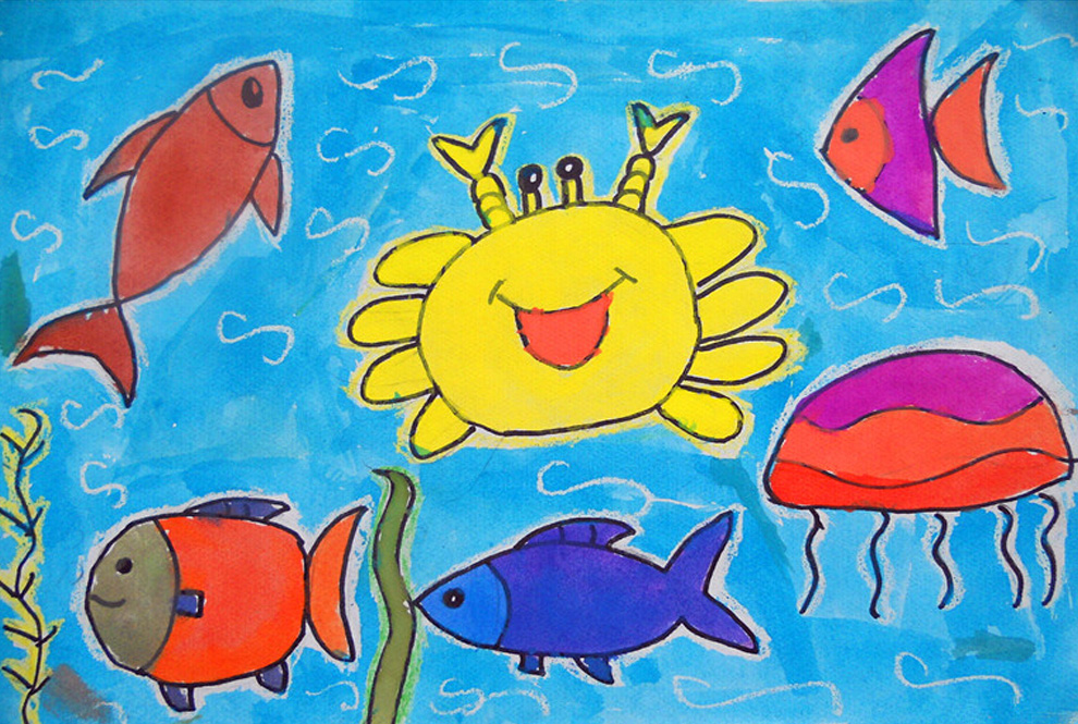 海底世界儿童画：作品欣赏1_智力开发插图1