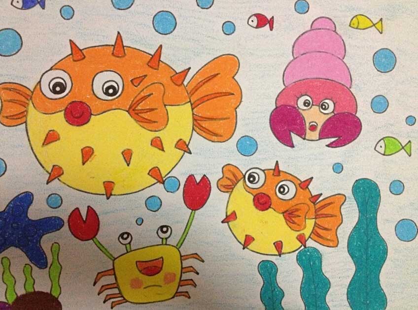 海底世界儿童画：作品欣赏1_智力开发插图2