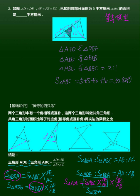 2016青岛小升初几何备战:鸟头模型(2)