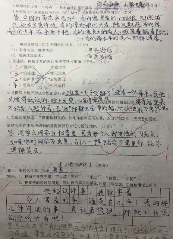 南外仙林分校四年级语文期中试卷(2)