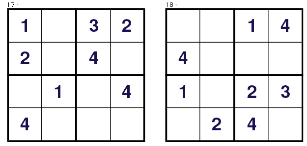 数学趣味逻辑游戏:数独四宫格(第五关)_数学游戏_奥数网