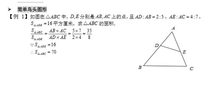 五年级奥数简单鸟头模型例题三角形面积