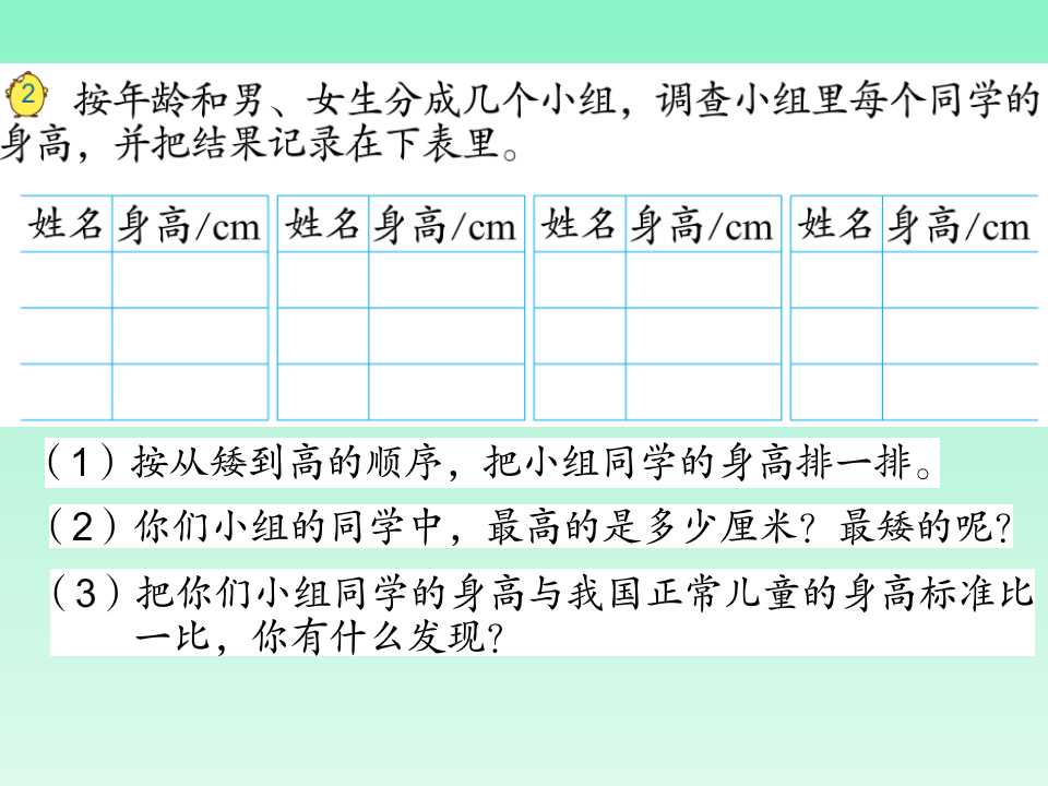 苏教版三年级下册数学课件《简单的数据排序和