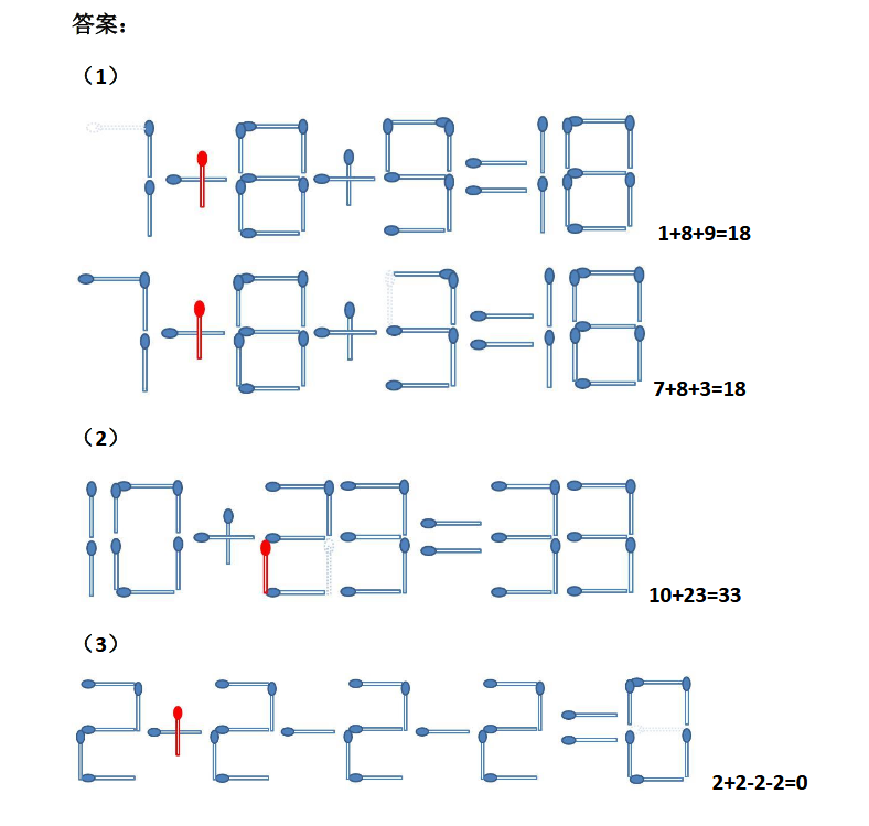 小学一年级火柴棍游戏练习题(4)(2)