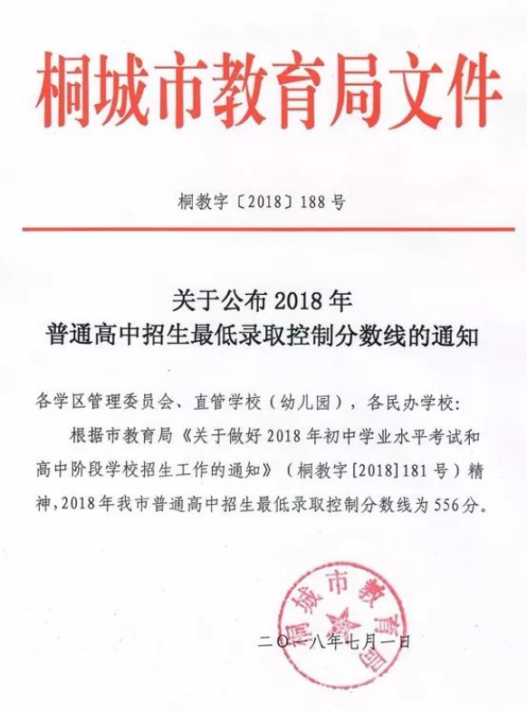 2018年安徽安庆中考分数线正式公布
