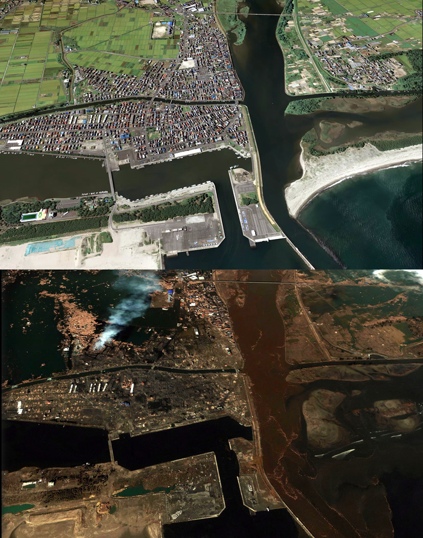 日本海啸地震前后对比图50字