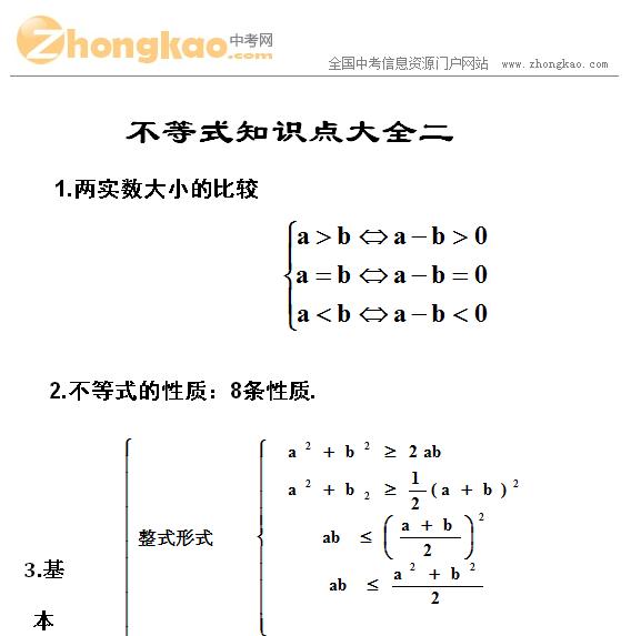 不等式知識點大全二