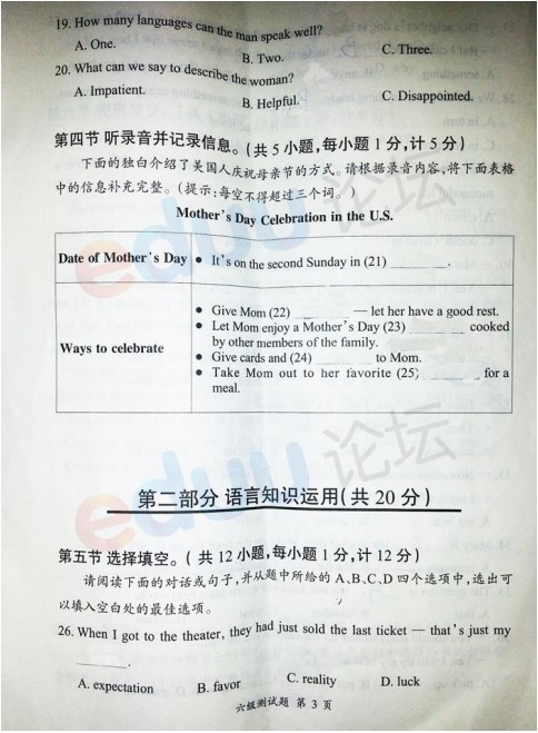 �Ϸ�ϰ˼Ӣ�￼�������Ծ�