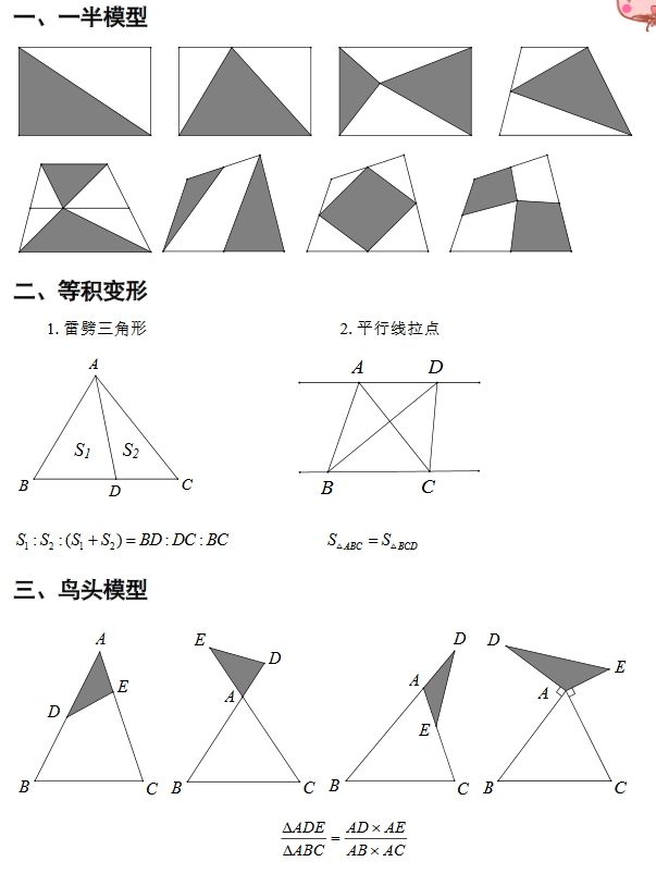 2017年春季上海小学五年级奥数几何模型知识点