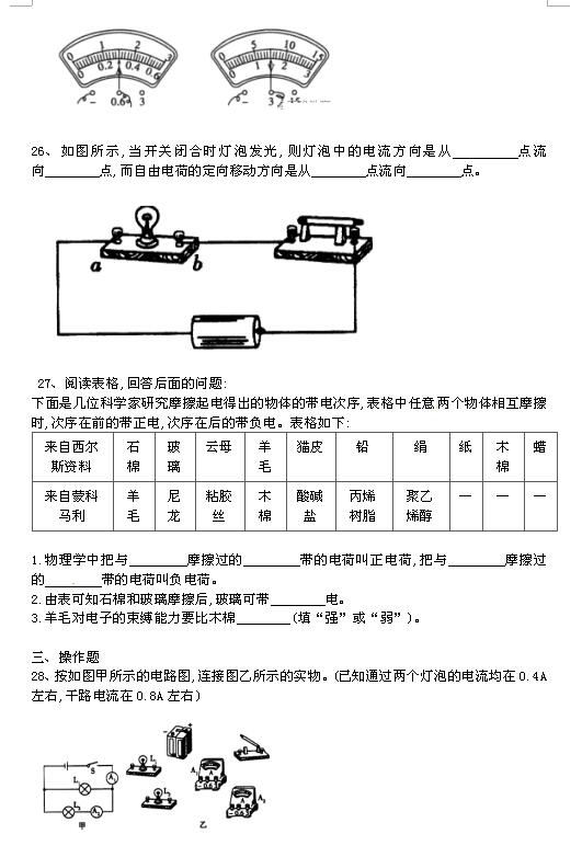 2018屆黑龍江雞西虎林東方紅林業局中學九年級上物理期中試題（圖片版）