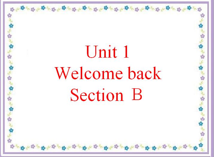 СW(xu)꼉ӢZnUnit 1 Welcome back Section B