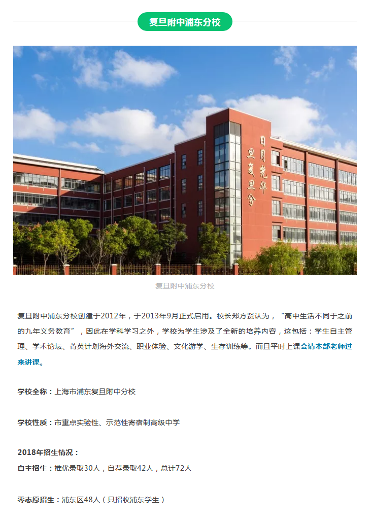 2019年上海市浦东复旦附中分校学校介绍