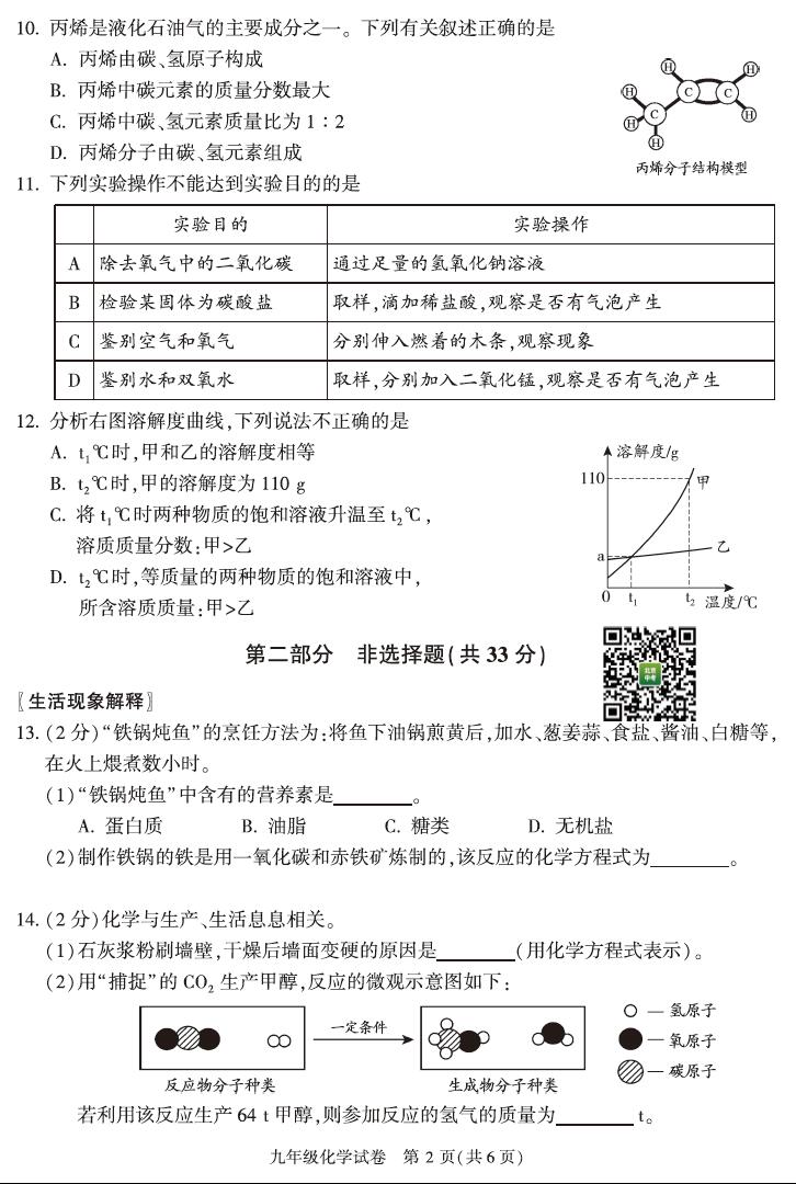 2020年北京市朝阳区中考二模化学试卷（图片版）