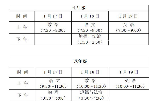 2022江苏常州中小学期末考试时间安排