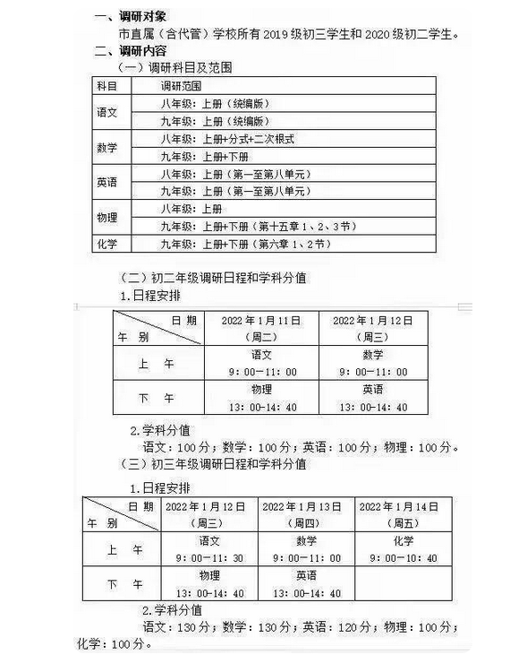 2022江苏苏州中小学期末考试时间安排